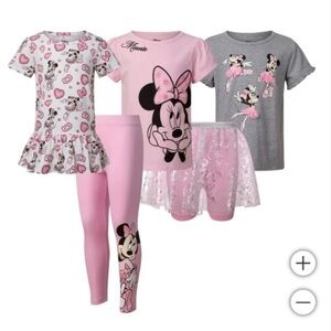 Disney Minnie Mouse Pink and Gray Girls' 5 piece Outfit Set